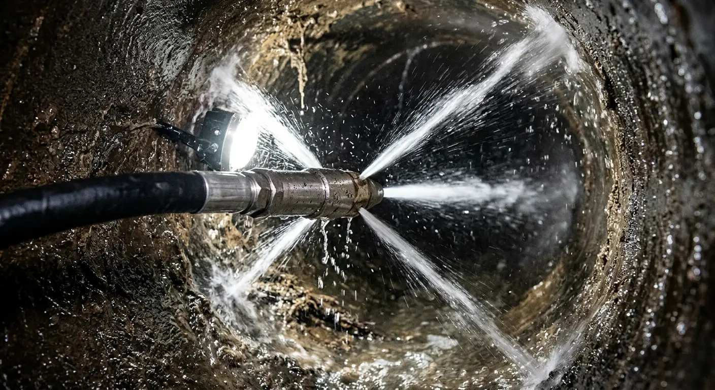 High-pressure hydro jetting nozzle cleaning sewer pipe for Storm Drain Cleaning in Middle